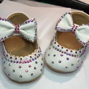 White and Pink Kids Shoes with Bow